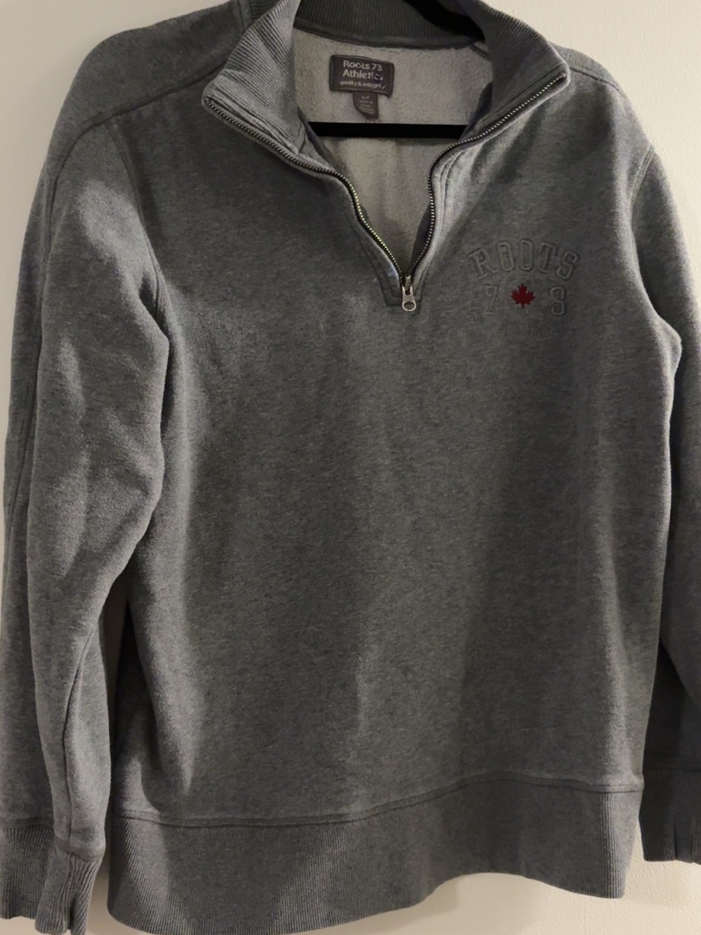 Roots Women's Charcoal Half-Zip Sweatshirt with Maple Detail - Picture 2 of 4